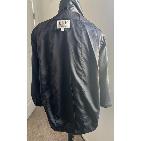 LNR Vintage for Nordstrom Soft Y2K Retro Black Leather Zippered Jacket Coat P/P - Picture 7 of 14